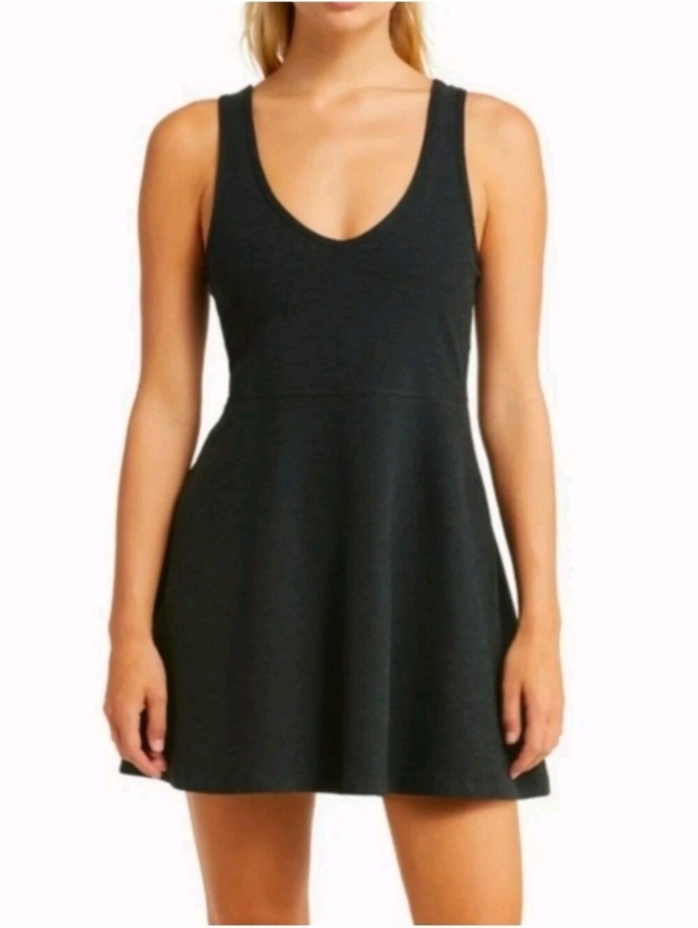 Beyond Yoga Spacedye Movement Dress V‑Neck Flared Tank Built In Shorts Athletic